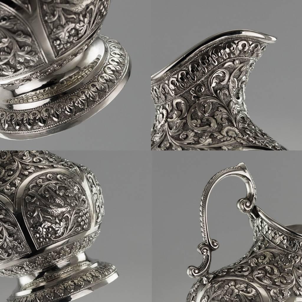 20th Century Indian Karachi-Cutch Solid Silver Tea Set, J Manikrai, circa 1900 4