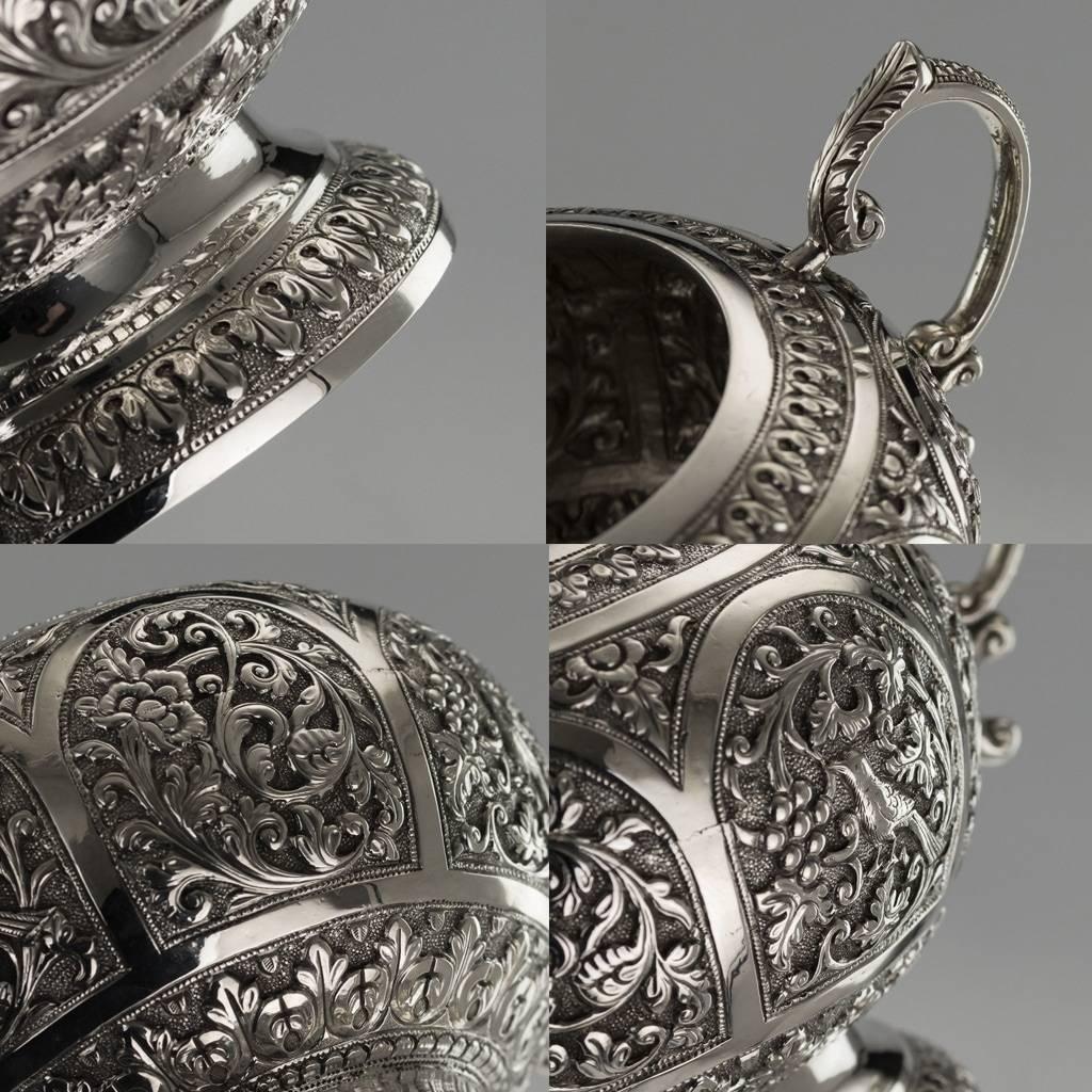 20th Century Indian Karachi-Cutch Solid Silver Tea Set, J Manikrai, circa 1900 5