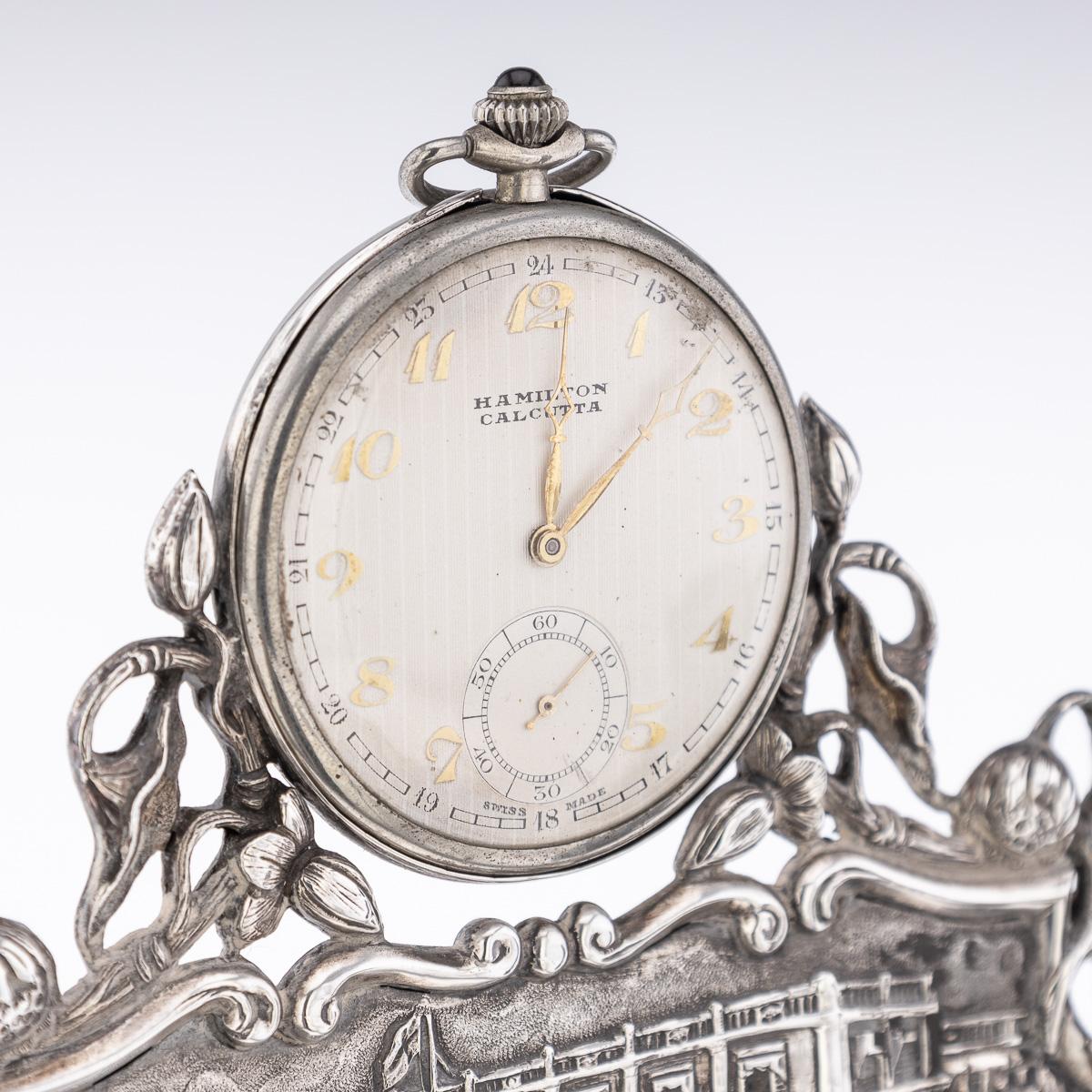 Antico calamaio indiano in argento massiccio del XX secolo e set di orologi da tasca, Hamilton & Co. in vendita 6