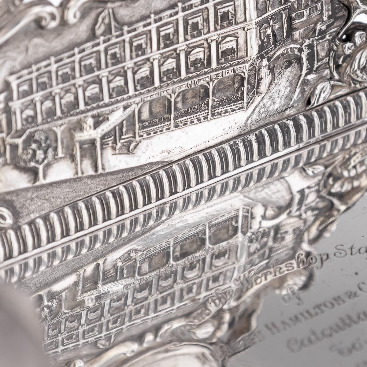 Antico calamaio indiano in argento massiccio del XX secolo e set di orologi da tasca, Hamilton & Co. in vendita 11