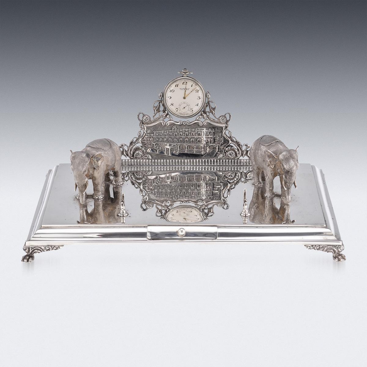 Altro Antico calamaio indiano in argento massiccio del XX secolo e set di orologi da tasca, Hamilton & Co. in vendita