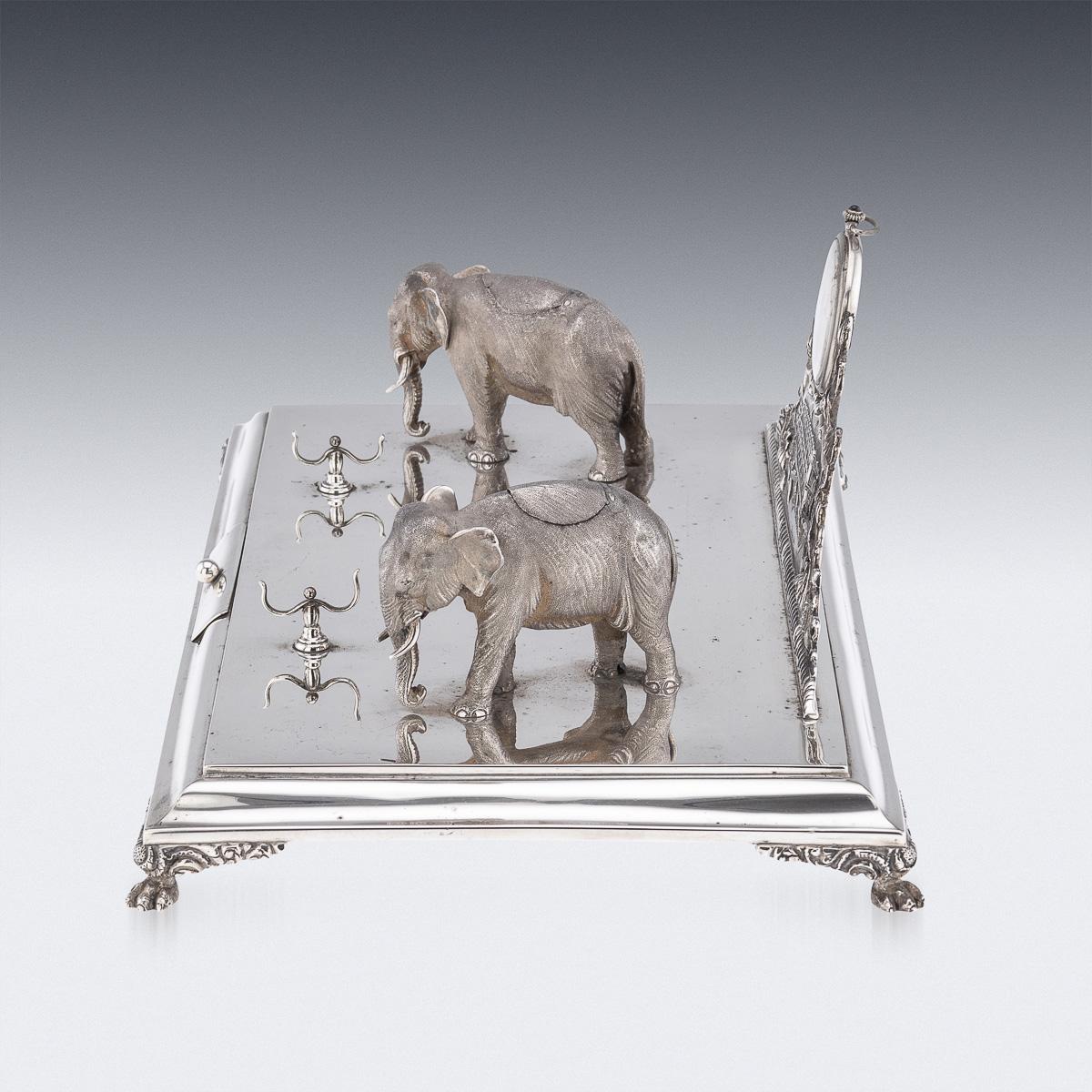Indiano Antico calamaio indiano in argento massiccio del XX secolo e set di orologi da tasca, Hamilton & Co. in vendita