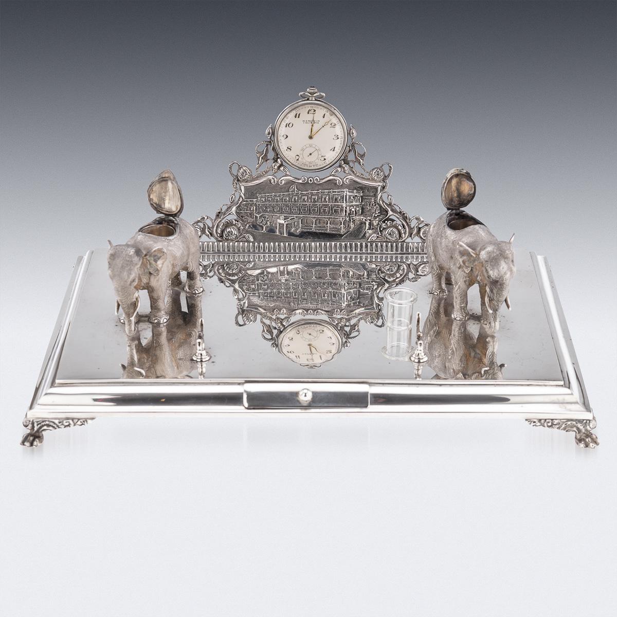 Antico calamaio indiano in argento massiccio del XX secolo e set di orologi da tasca, Hamilton & Co. in vendita 2
