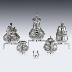 Antique Indian Solid Silver Swami Tea Service, Krishniah Chetty, circa 1910