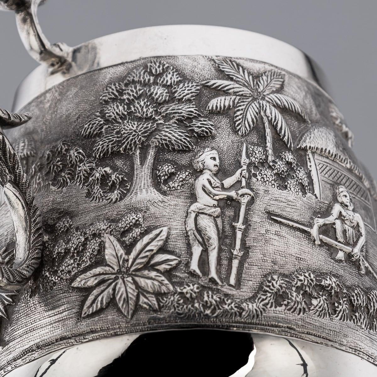 Antique 20thC Indian Solid Silver Three Piece Tea Set, Grish Chunder Dutt c.1900 8