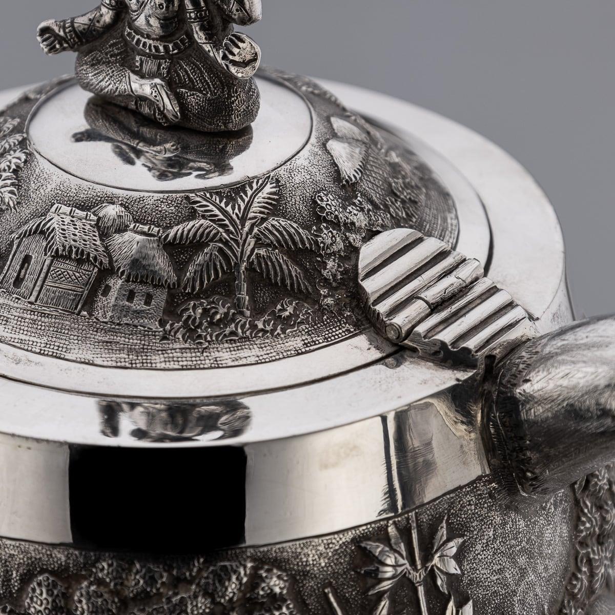 Antique 20thC Indian Solid Silver Three Piece Tea Set, Grish Chunder Dutt c.1900 13