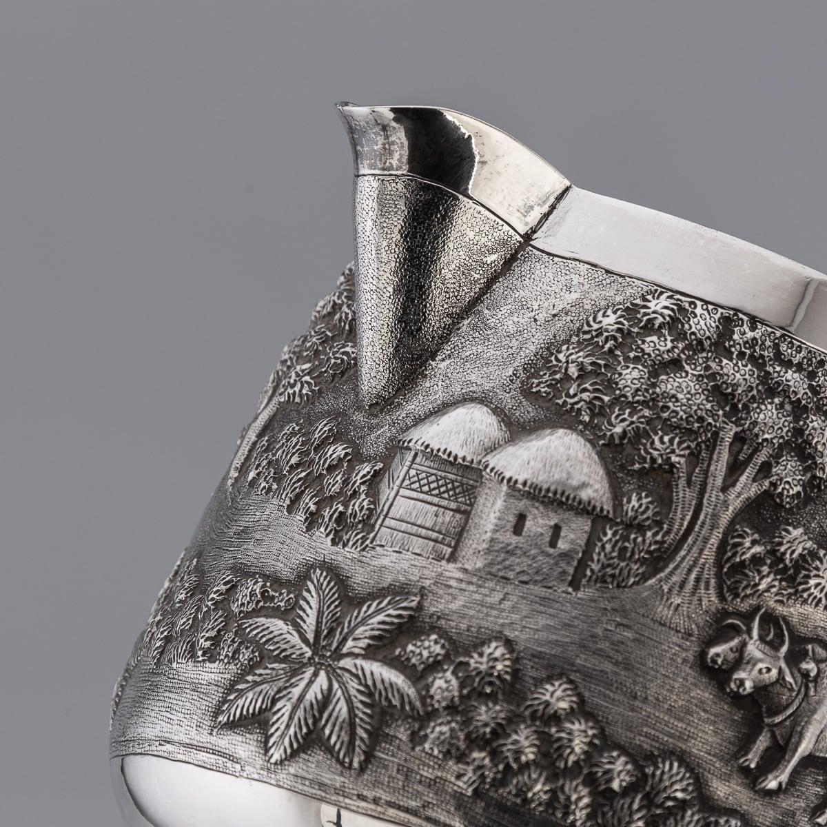 Antique 20thC Indian Solid Silver Three Piece Tea Set, Grish Chunder Dutt c.1900 3