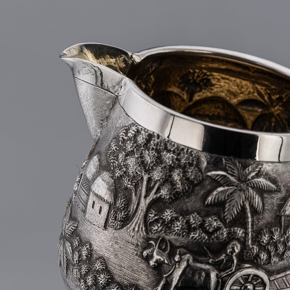 Antique 20thC Indian Solid Silver Three Piece Tea Set, Grish Chunder Dutt c.1900 4
