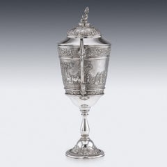 Antiker indischer Trophäenbecher aus massivem Silber aus dem 20. Jahrhundert, Grish Chunder Dutt, um 1910