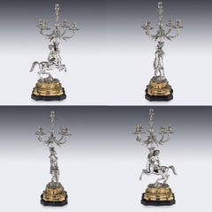 Antique Italian Avolio Solid Silver Candelabra, Naples, circa 1930