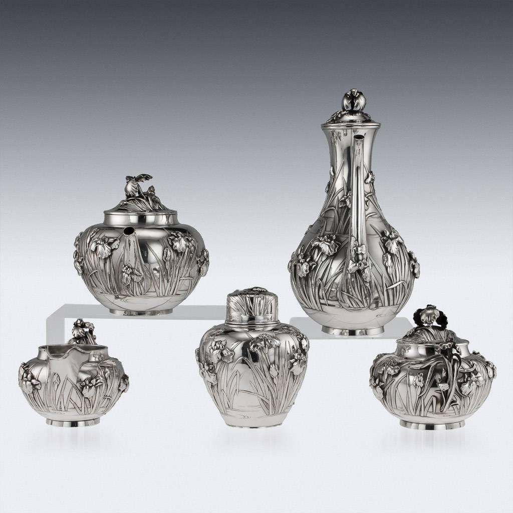 Sterling Silver Antique Japanese Solid Silver Tea and Coffee Service, Arthur & Bond, circa 1900