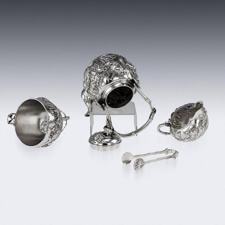 Antique 20th Century Japanese Solid Silver Tea Set, Yokohama, Konoike