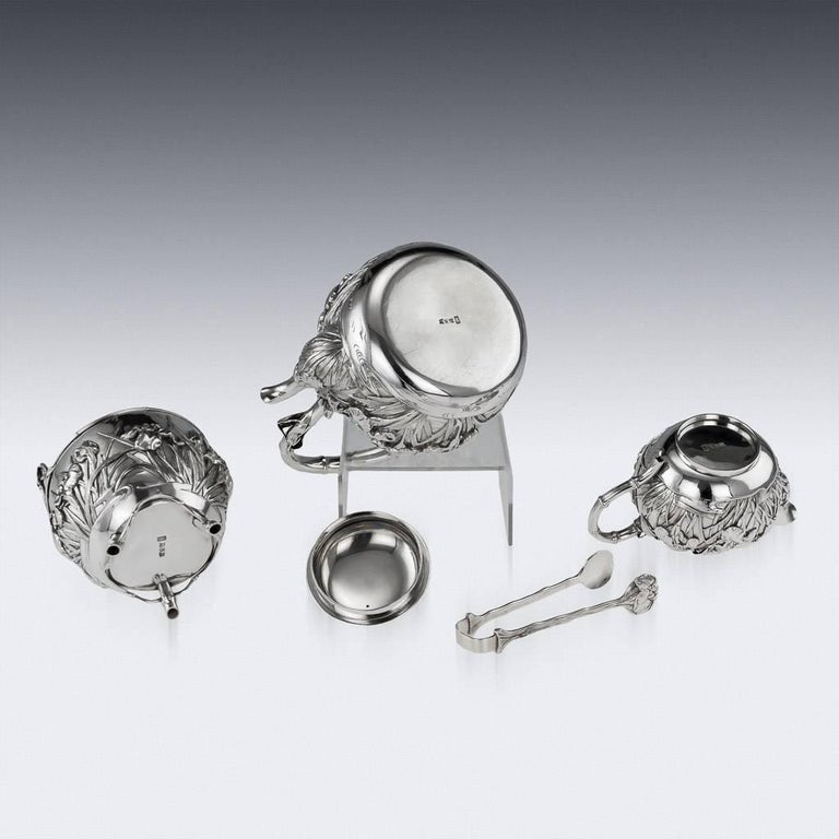 Antique 20th Century Japanese Solid Silver Tea Set, Yokohama, Konoike