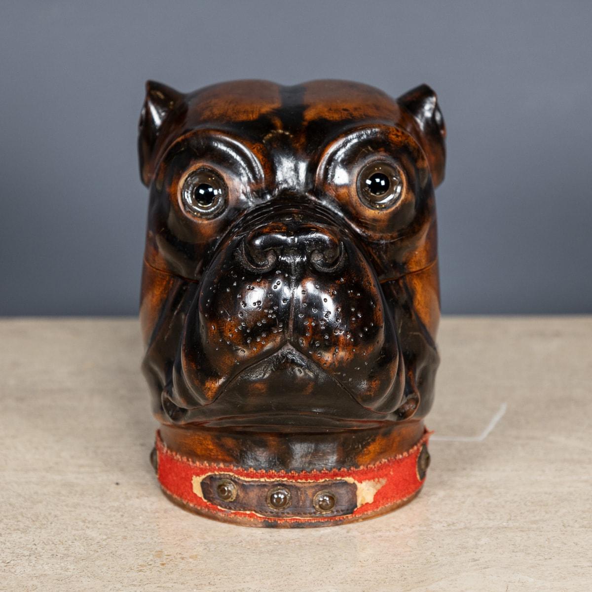 Other Antique 20Thc Lignum Vitae Bulldog Inkwell Jar c.1910 For Sale