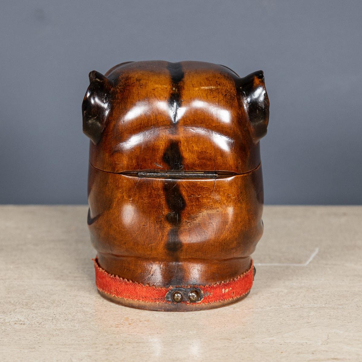 Antique 20Thc Lignum Vitae Bulldog Inkwell Jar c.1910 In Good Condition For Sale In Royal Tunbridge Wells, Kent