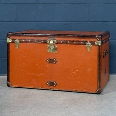Antique 20thC Louis Vuitton Courier Trunk In Orange Vuittonite Canvas c.1900