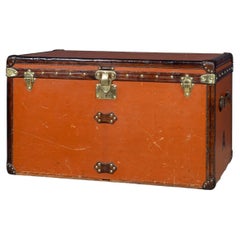 Antique 20thC Louis Vuitton Courier Trunk In Orange Vuittonite Canvas c.1900