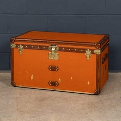 Antique 20thC Louis Vuitton Courier Trunk In Orange Vuittonite Canvas c.1905