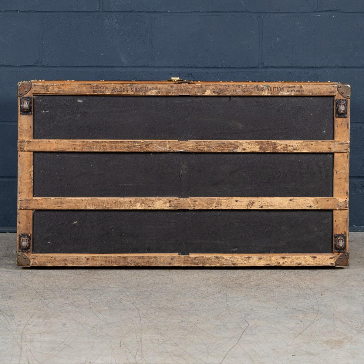 Brass Antique 20thC Louis Vuitton Malle Haute Trunk In Monogram Canvas, France c.1910 For Sale