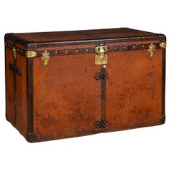 Antique 20thC Louis Vuitton "Malle Haute" Trunk In Orange Vuittonite Canvas