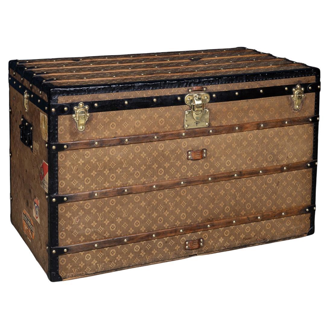 Antike Louis Vuitton-Truhe „Malle Haute“ aus gewebtem Segeltuch aus dem 20. Jahrhundert, Frankreich um 1900