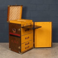 Antique 20thC Louis Vuitton 'Malle Secretaire' Desk Trunk In Monogram Canvas