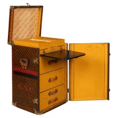 Antique 20thC Louis Vuitton 'Malle Secretaire' Desk Trunk In Monogram Canvas