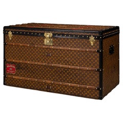 Antique 20thC Louis Vuitton Special Order Large Trunk In Monogram Canvas, France