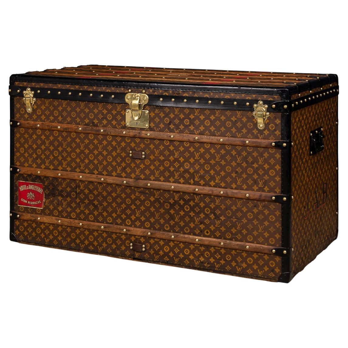 Antique 20thC Louis Vuitton Special Order Large Trunk In Monogram Canvas, France