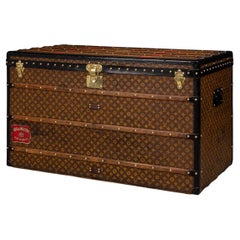 Antique 20thC Louis Vuitton Special Order Large Trunk In Monogram Canvas, France