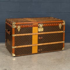 Antique 20thC Louis Vuitton Steamer Trunk In Monogram Canvas, France c.1920
