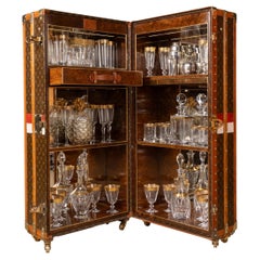 Antique 20thC Louis Vuitton Trunk In Monogram Canvas With Built In Bar