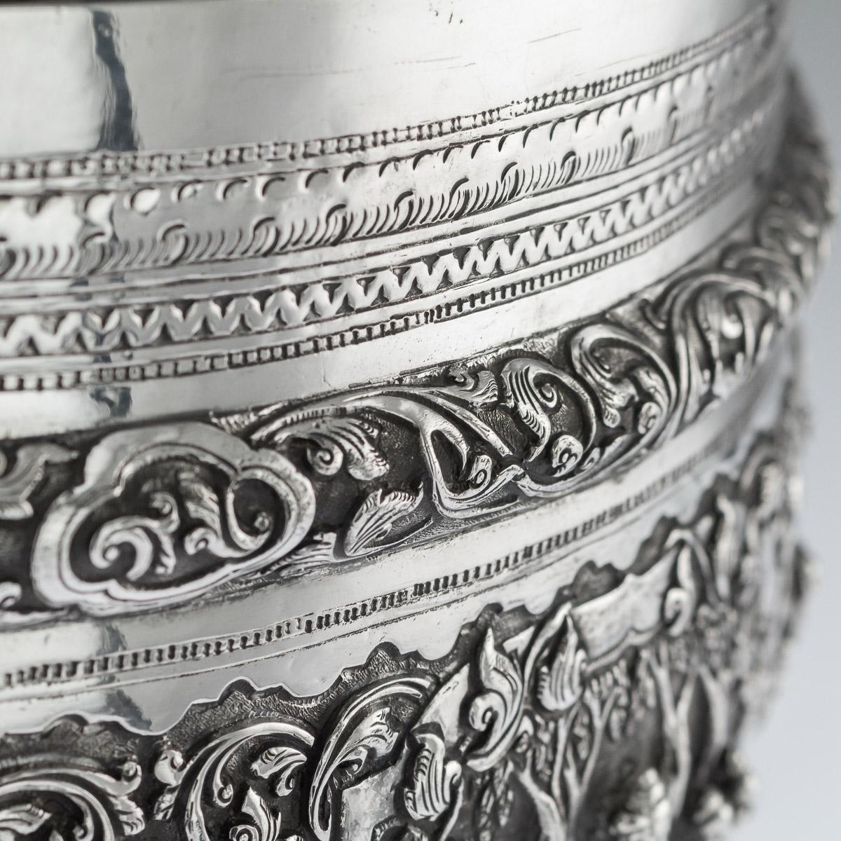 Antique Monumental Burmese Solid Silver Thabeik Bowl, Rangoon, circa 1900 3