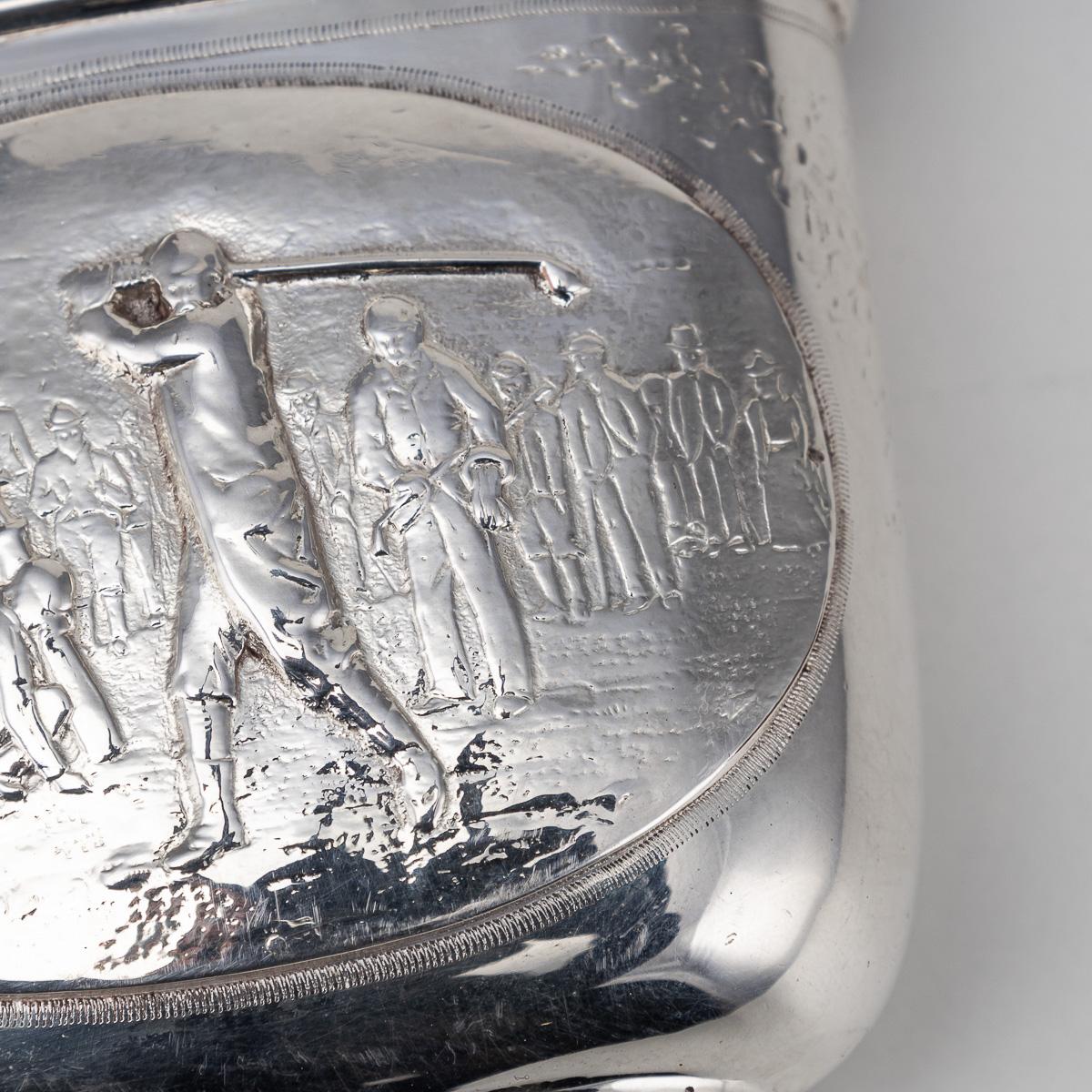 Antike 20. Jahrhundert Neuheit Silber Platte & Krokodil Leder Golfing Flachmann c.1920 im Angebot 6