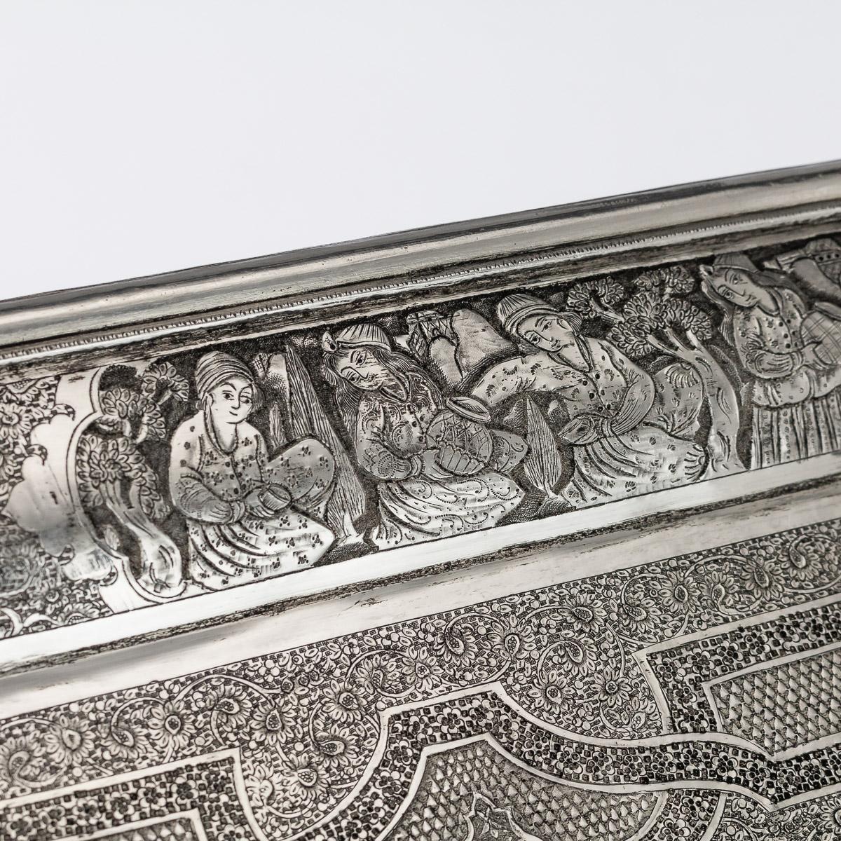 Antique Persian Solid Silver Massive Wall Plaque / Tray, Vafadar, circa 1930 For Sale 5