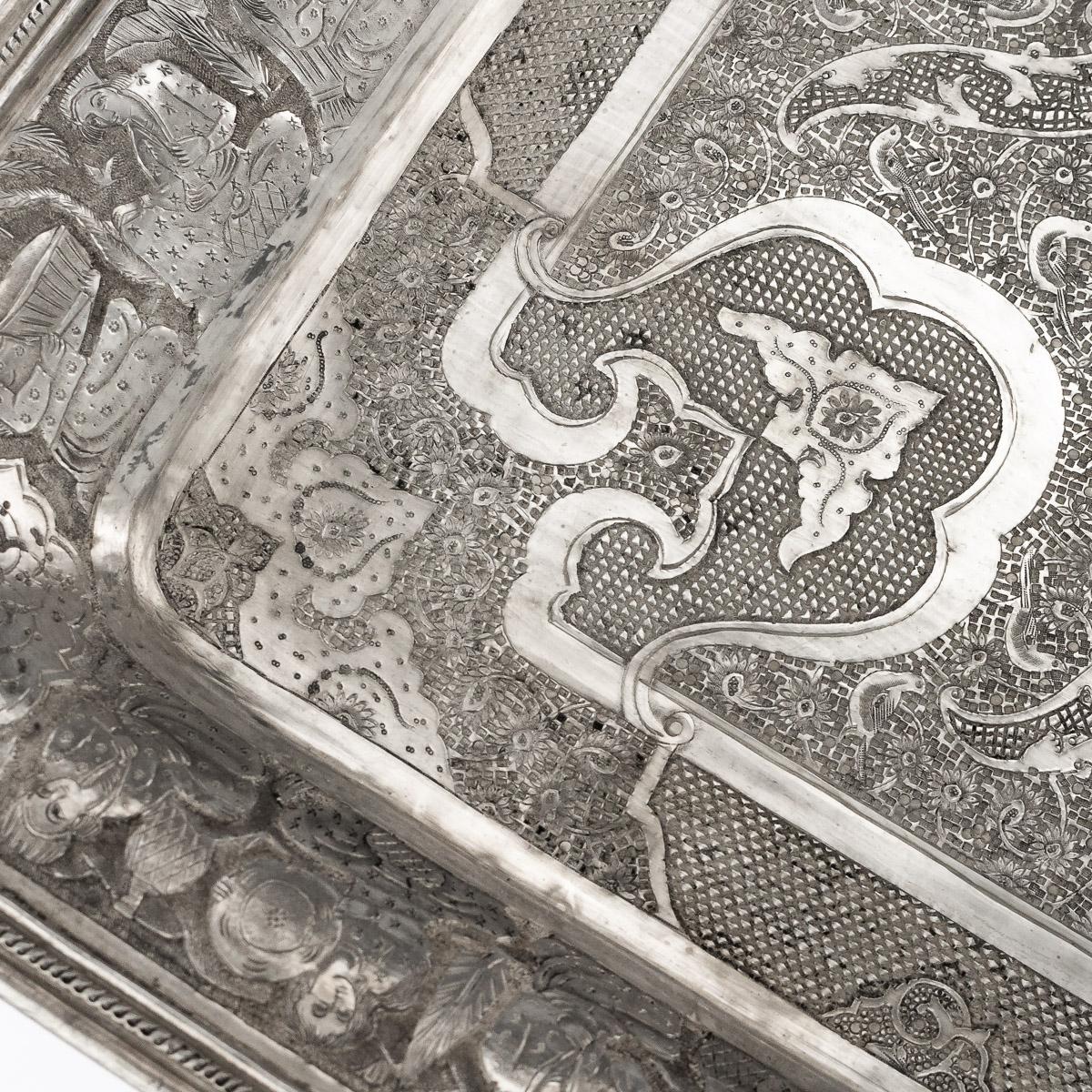 Antique Persian Solid Silver Massive Wall Plaque / Tray, Vafadar, circa 1930 In Good Condition In Royal Tunbridge Wells, Kent