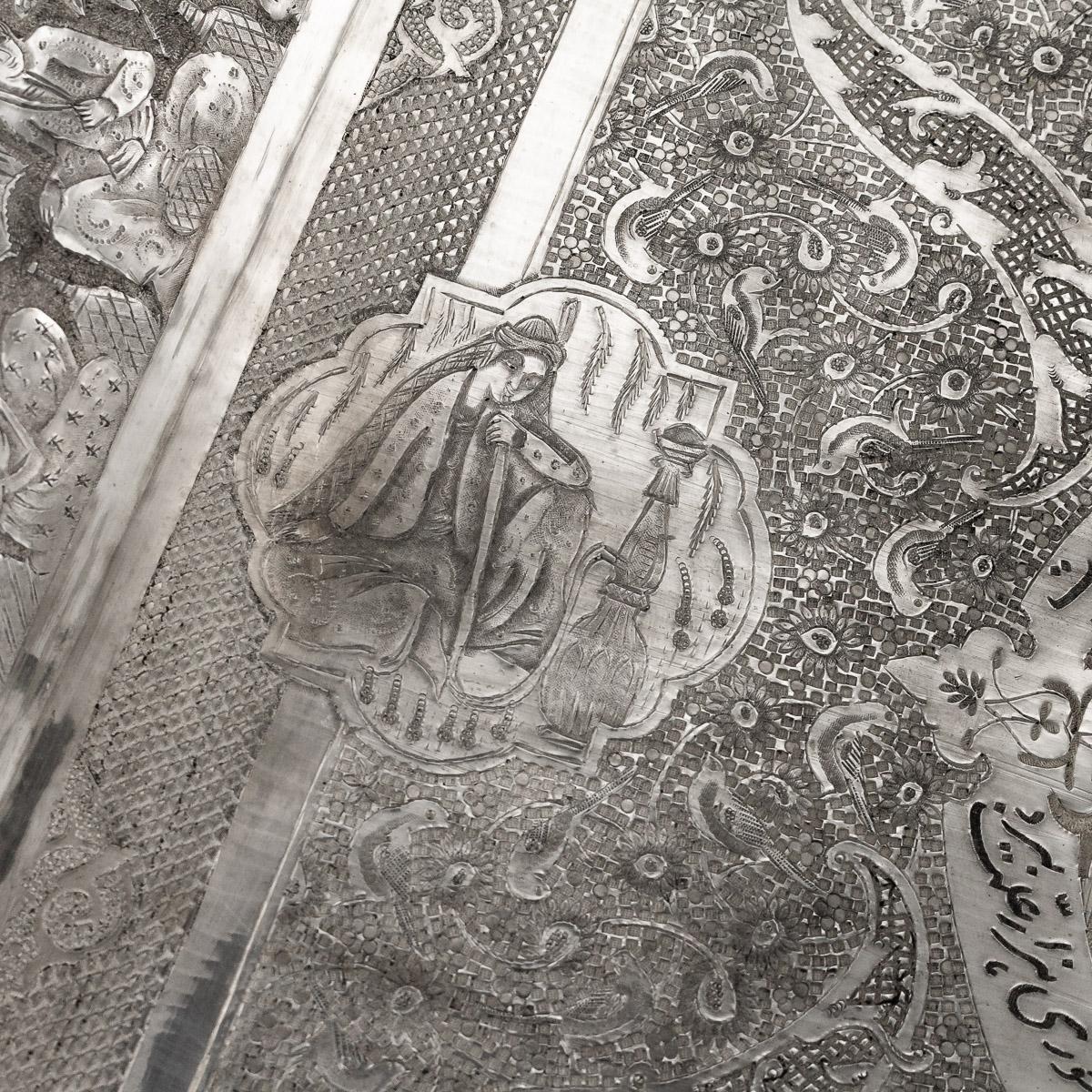 Antique Persian Solid Silver Massive Wall Plaque / Tray, Vafadar, circa 1930 1