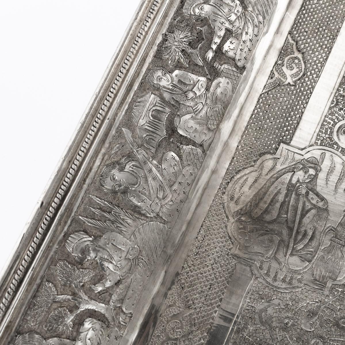 Antique Persian Solid Silver Massive Wall Plaque / Tray, Vafadar, circa 1930 2