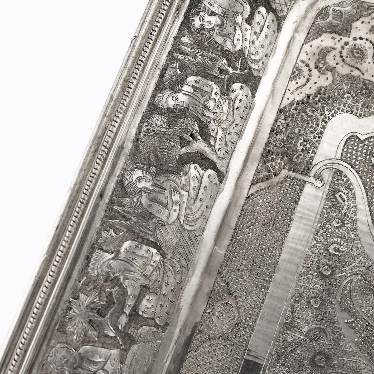 Antique Persian Solid Silver Massive Wall Plaque / Tray, Vafadar, circa 1930 3