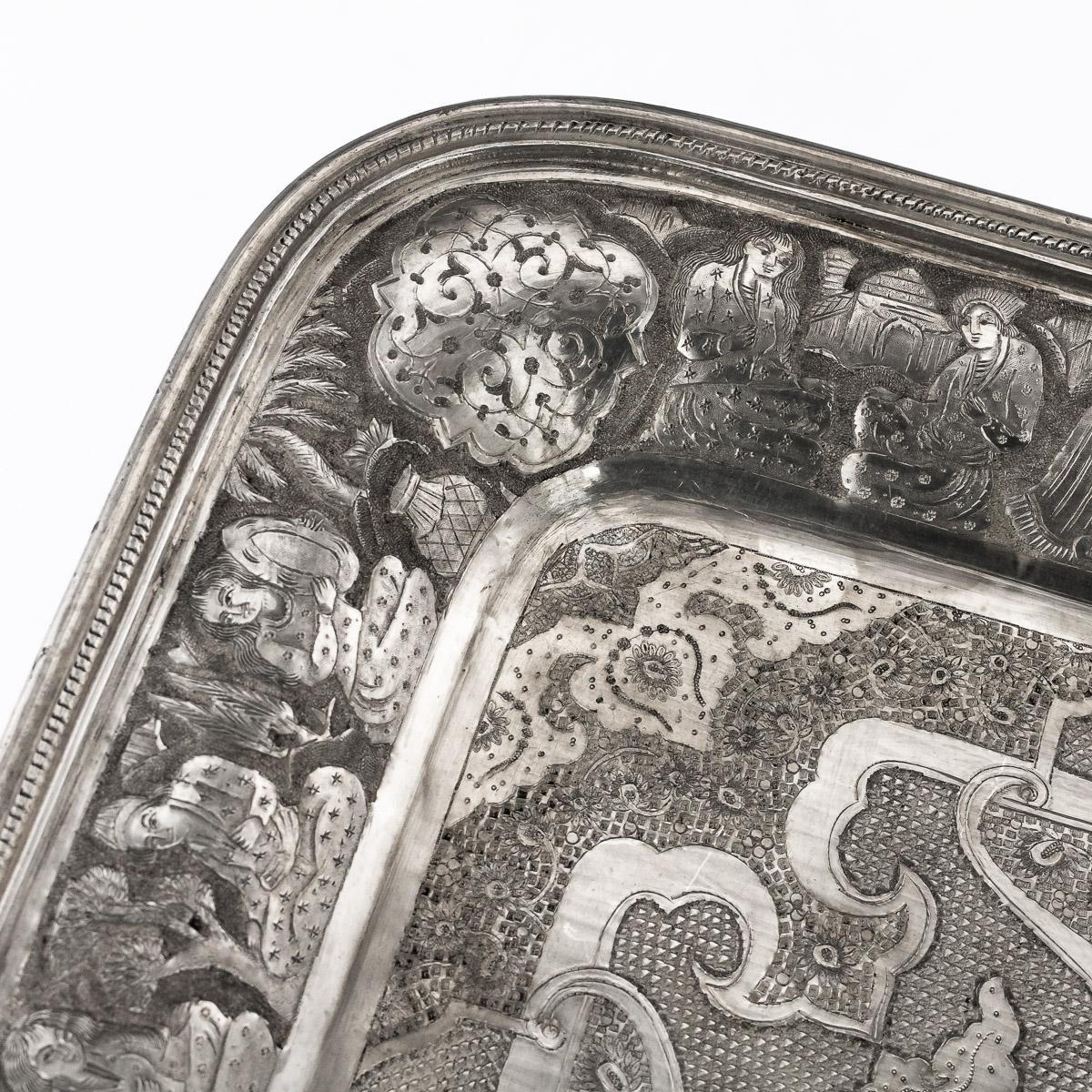 Antique Persian Solid Silver Massive Wall Plaque / Tray, Vafadar, circa 1930 4