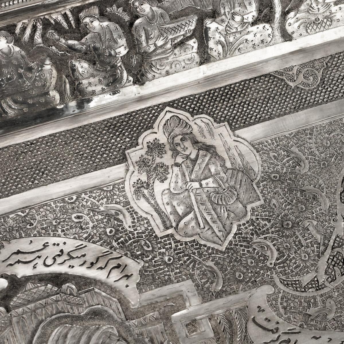 Antique Persian Solid Silver Massive Wall Plaque / Tray, Vafadar, circa 1930 5