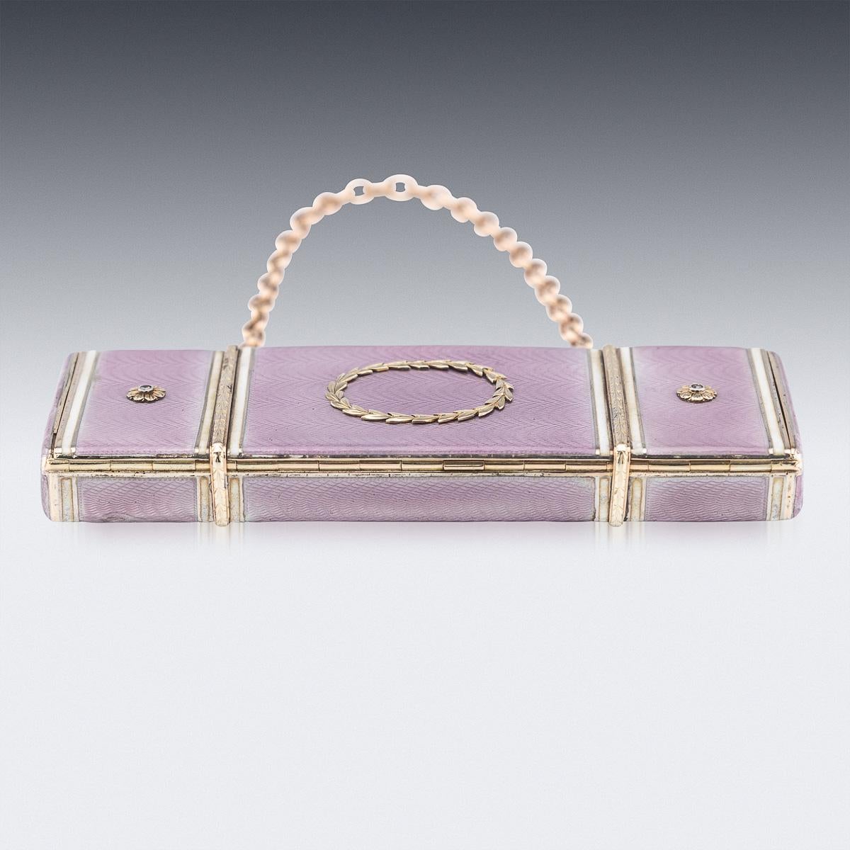 Ancienne Nécessaire russe en argent massif, émail et diamants Fabergé du 20e siècle Bon état - En vente à Royal Tunbridge Wells, Kent