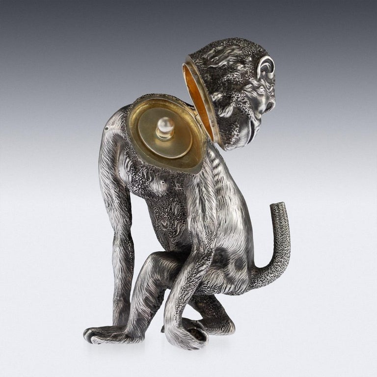 Antique Russian Faberge Lighter in the Form of a Chimpanzee, circa 1900