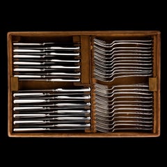 Antique 20èmeC Russian Faberge' Solid Silver Cased Cutlery Set, Moscow c.1910