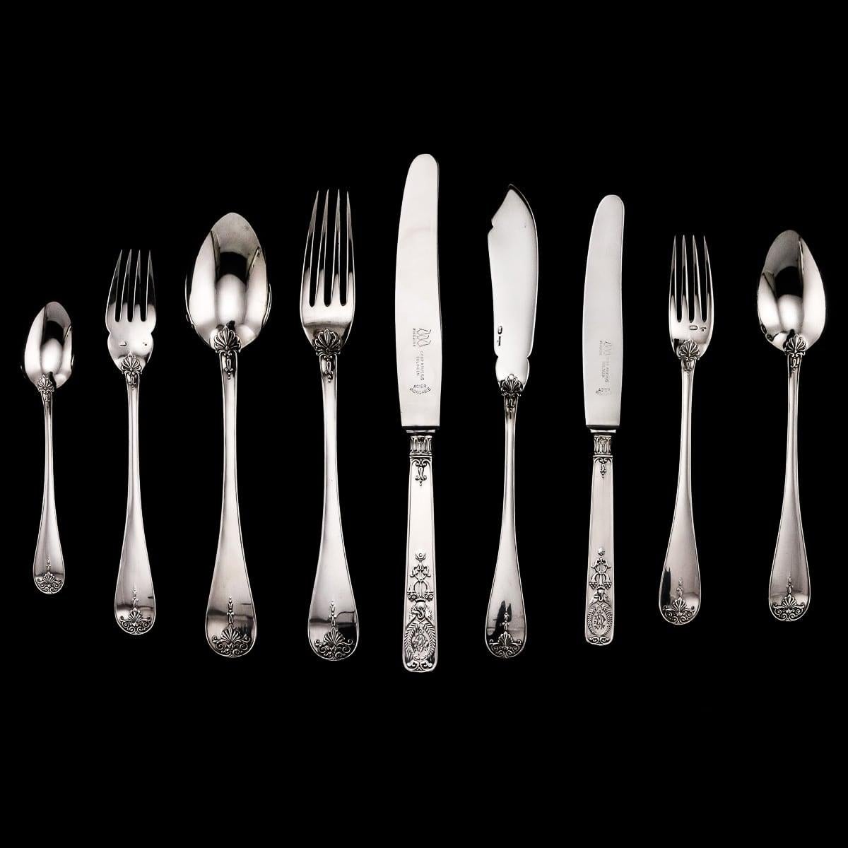 Antikes russisches Faberge-Besteckset aus massivem Silber, Moskau um 1910 (20. Jahrhundert) im Angebot