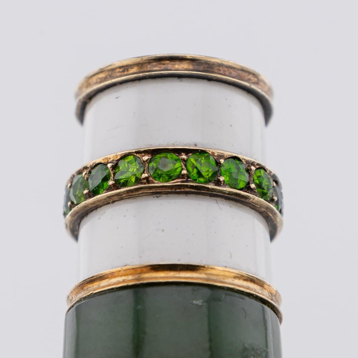 Antique 20thC Russian Faberge Style Nephrite & Peridot & Gold Cane Handle c.1910 For Sale 6