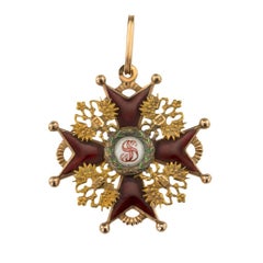 Antique Russian Gold and Enamel 3rd Class St.Stanislaus Medal Badge, circa 1900