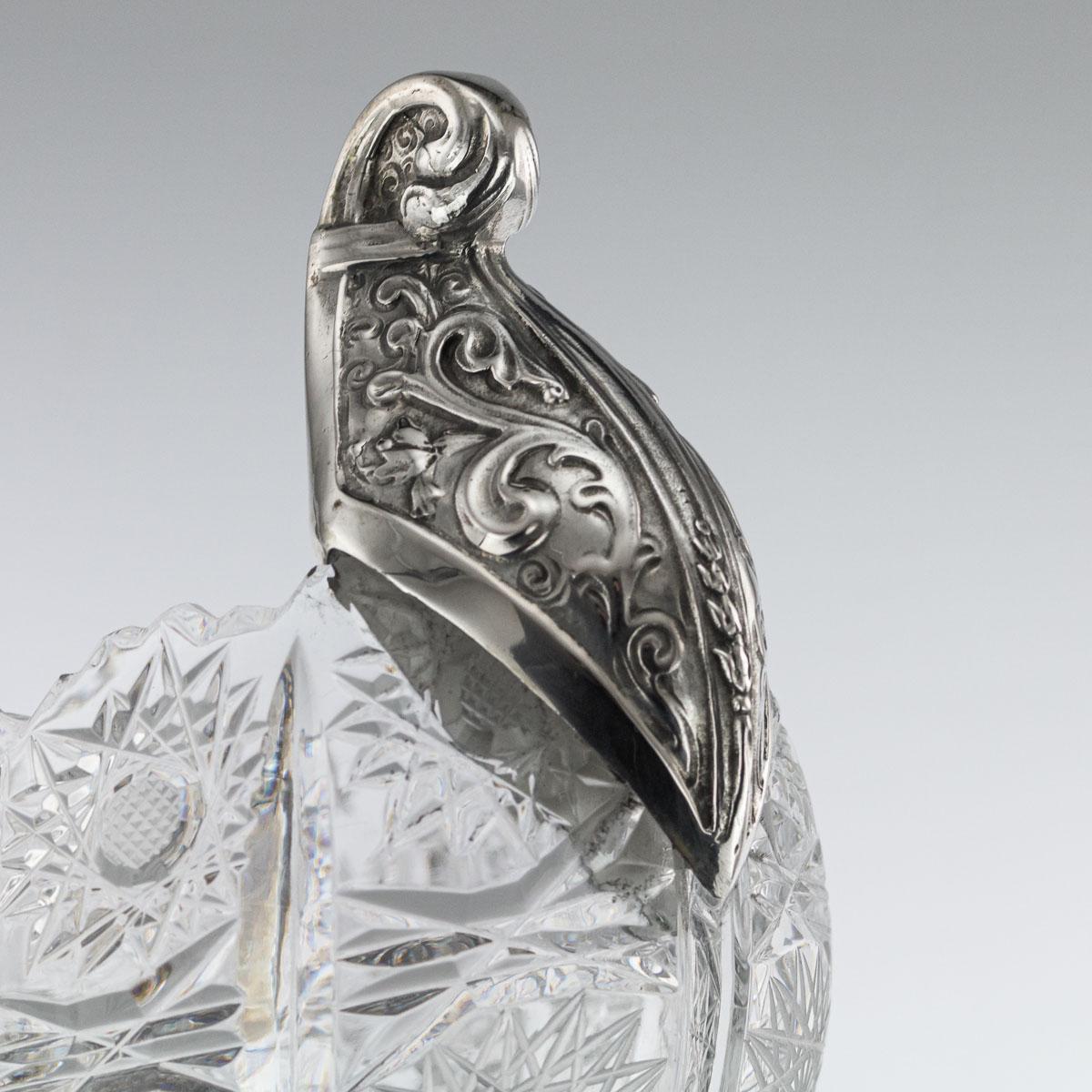 20th Century Russian Pan-Slavic Silver & Cut-Glass Kovsh, Grachev, circa 1910 9