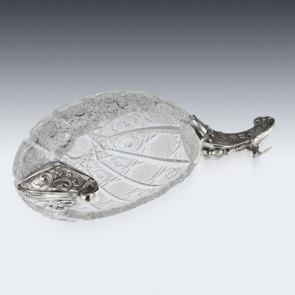 20th Century Russian Pan-Slavic Silver & Cut-Glass Kovsh, Grachev, circa 1910 4