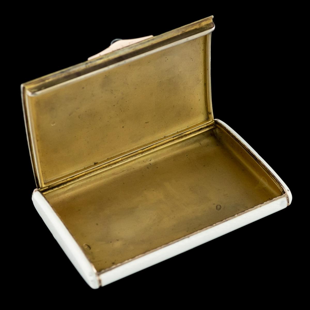 20th Century Antique Russian Silver Gilt, Enamel and Sapphire Cigarette Case, circa 1910